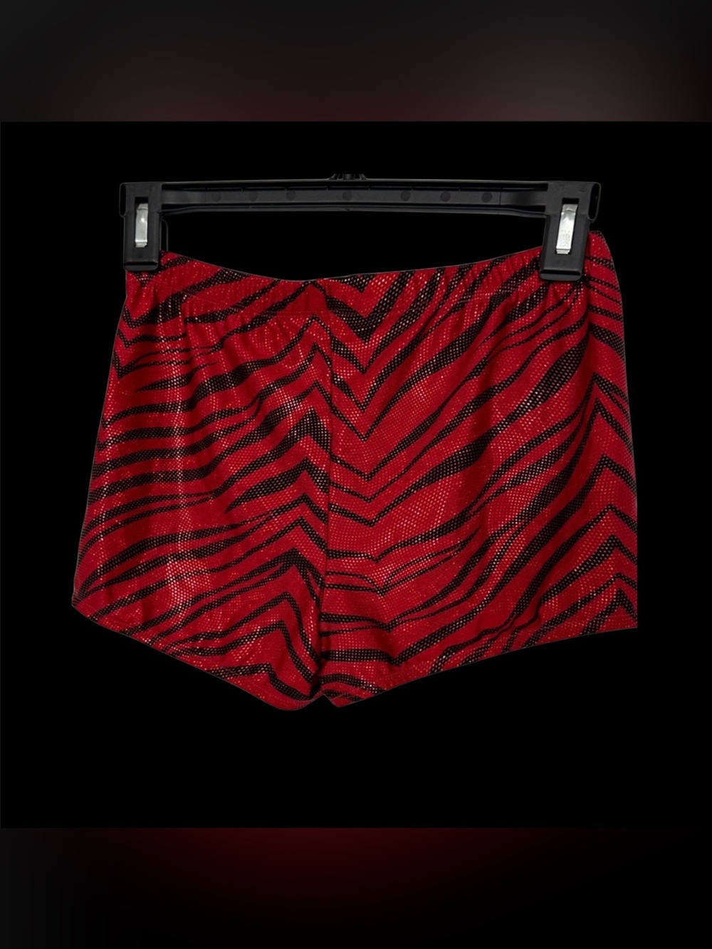 Pizzazz Red and Black Zebra Print Shorts - Picture 2 of 3